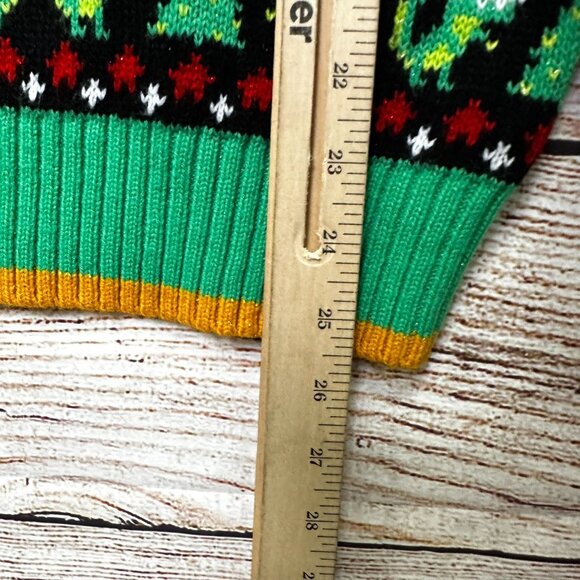 Holiday Hype Ugly Christmas Sweater Women’s Small Multicolor Dino T-Rex - Picture 5 of 9